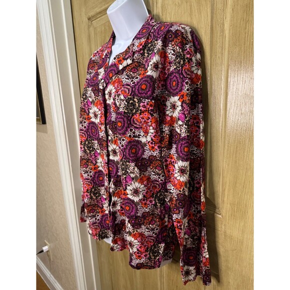Vera Bradley Rosewood Button Down Long Sleeve Top With Collar Medium - Picture 4 of 8